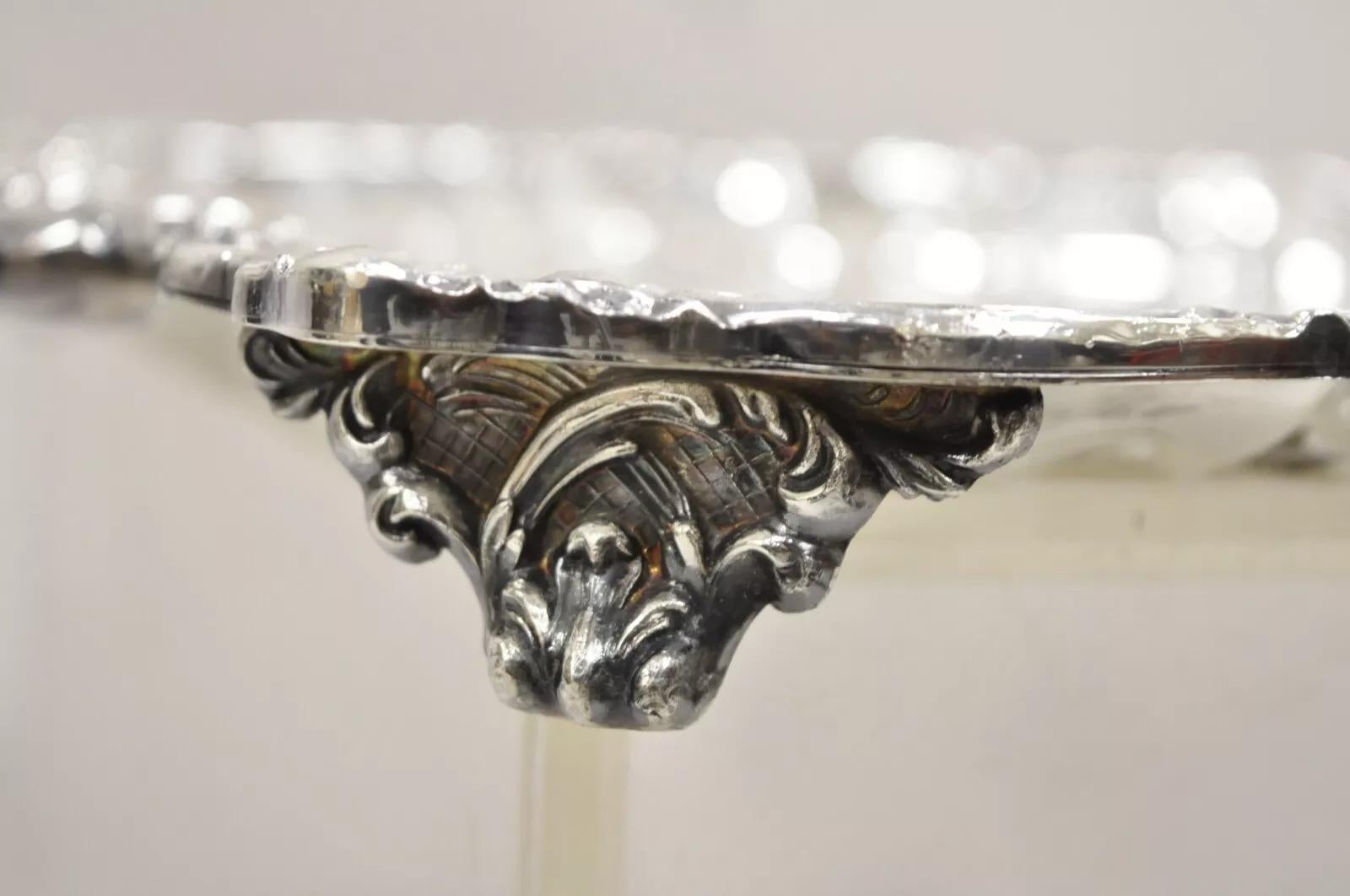 Vintage Sheffield Victorian Style Silver Plated Rectangular Serving Platter Tray For Sale 3