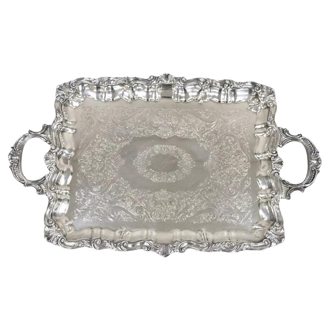 Vassoio da portata rettangolare placcato in argento in stile vittoriano di Sheffield Vintage