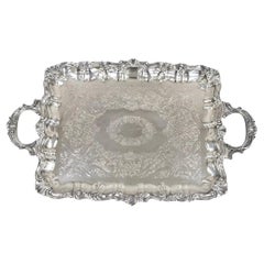 Vassoio da portata rettangolare placcato in argento in stile vittoriano di Sheffield Vintage