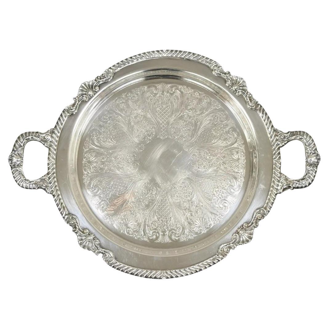 Vassoio da portata vintage Sheffield in stile vittoriano placcato in argento con due maniglie