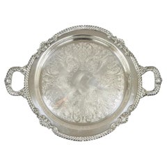Vassoio da portata vintage Sheffield in stile vittoriano placcato in argento con due maniglie