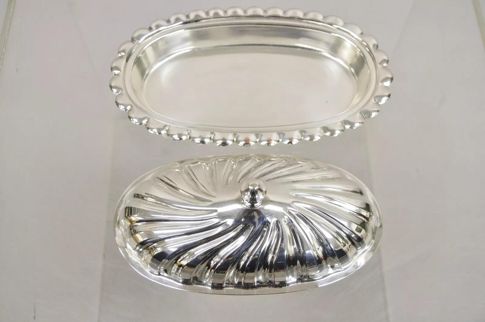 Plato para Mantequilla Cubierta en Espiral Estilo Victoriano de Sheffield Vintage Chapado en plata en venta
