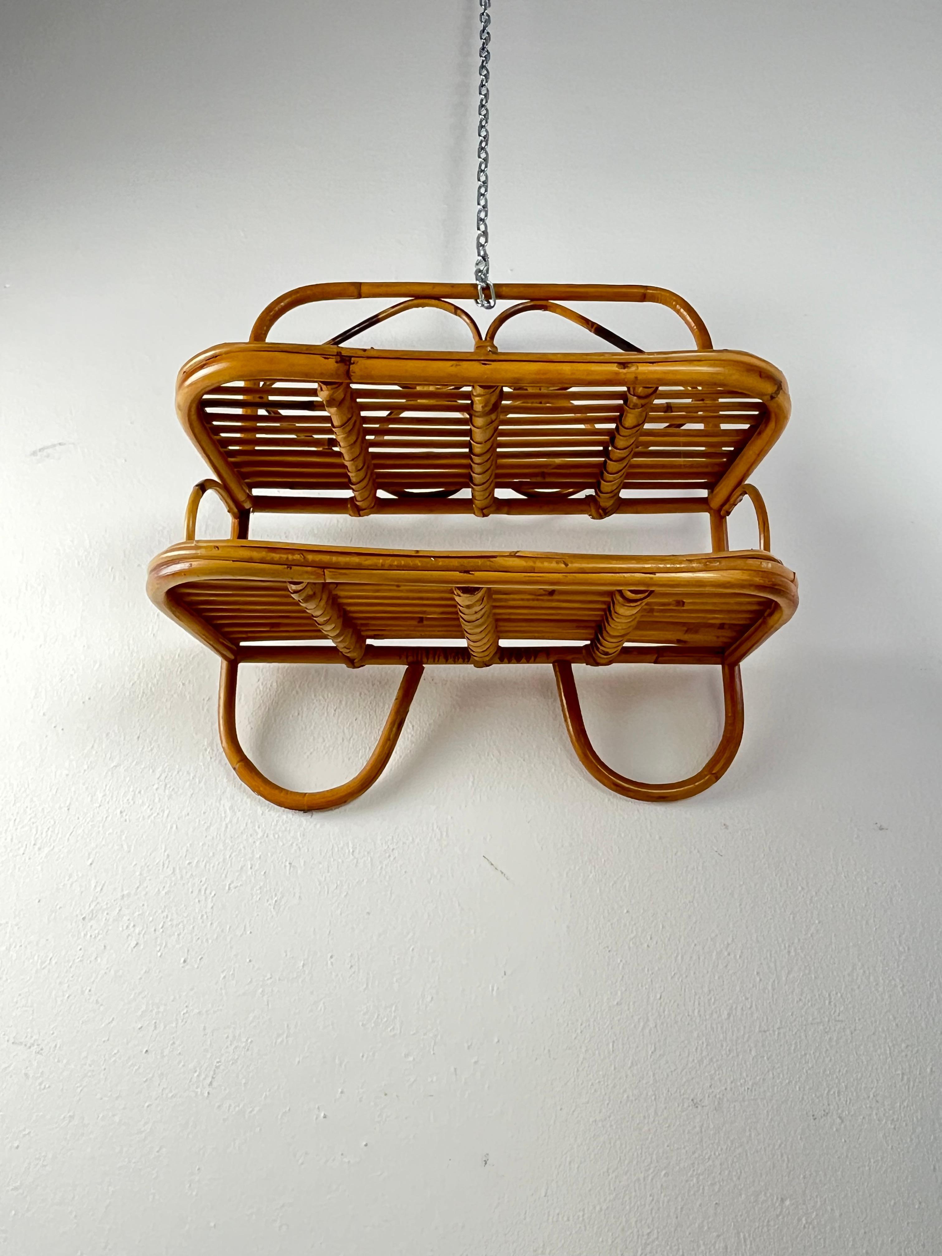 Vintage Shelf With Two Bamboo Shelves, Italy, 1970s In Good Condition For Sale In Palermo, IT