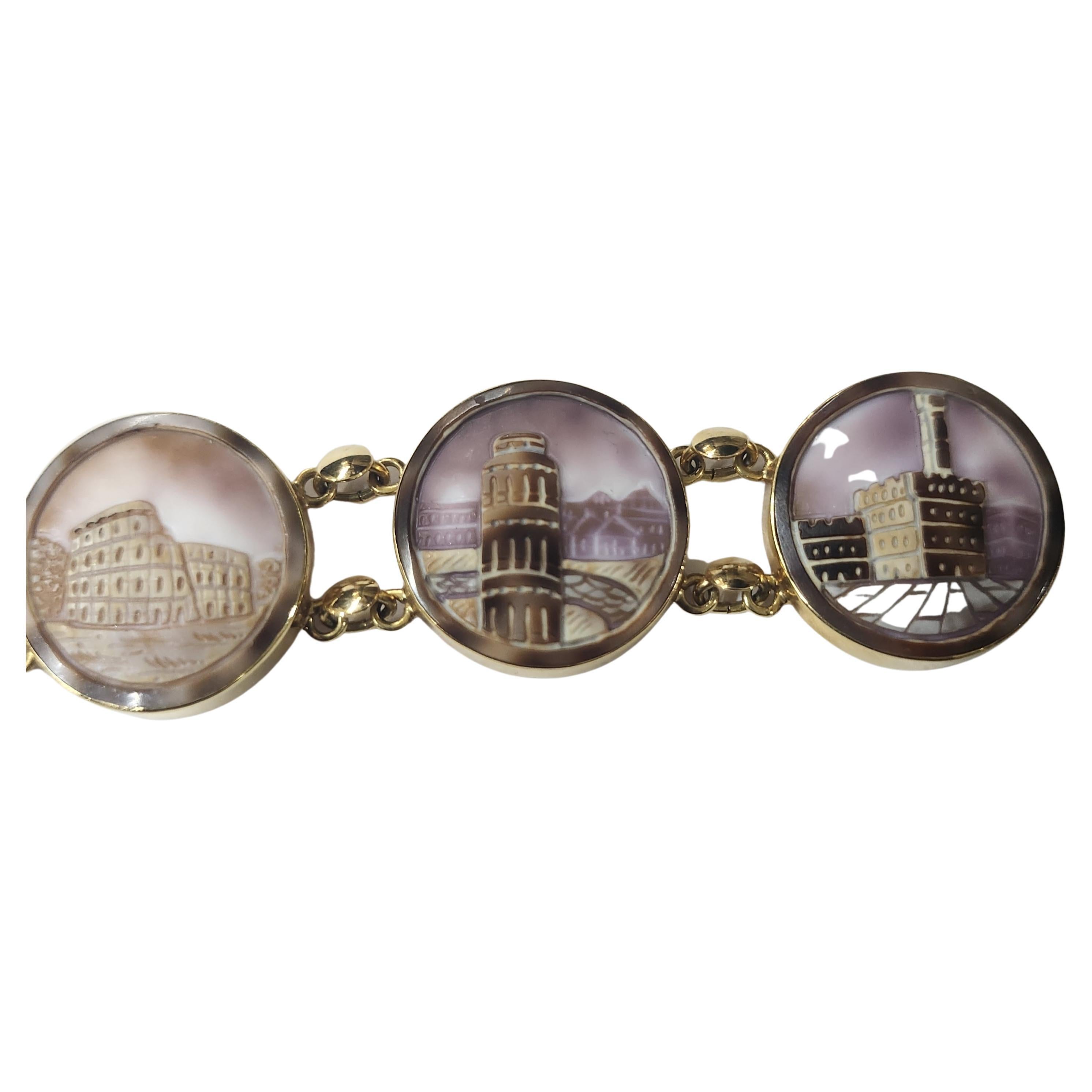 Vintage shell cameo Gold Bracelet For Sale 2