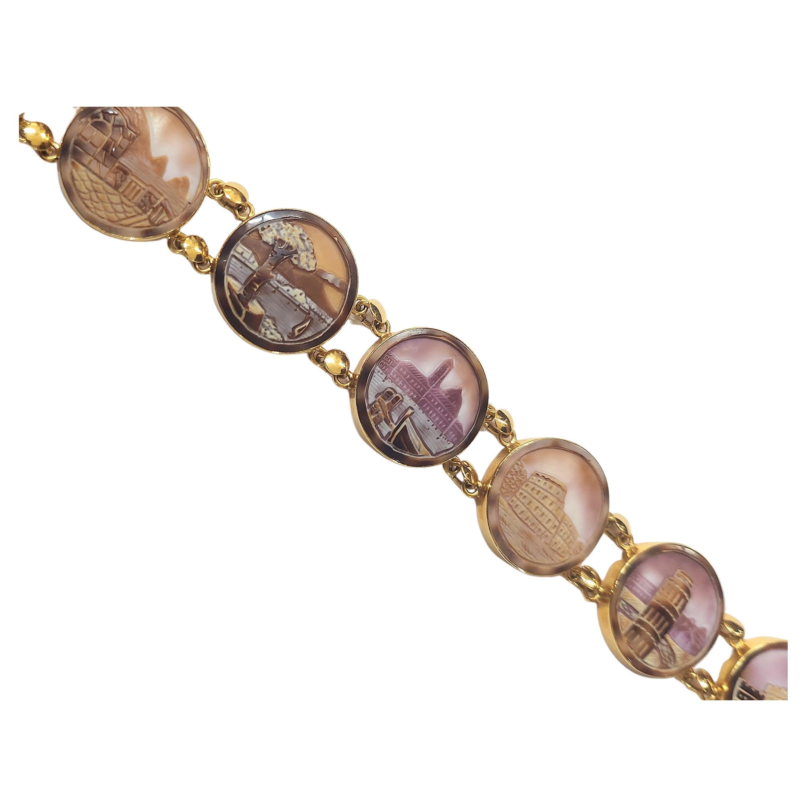 Vintage shell cameo Gold Bracelet For Sale 4