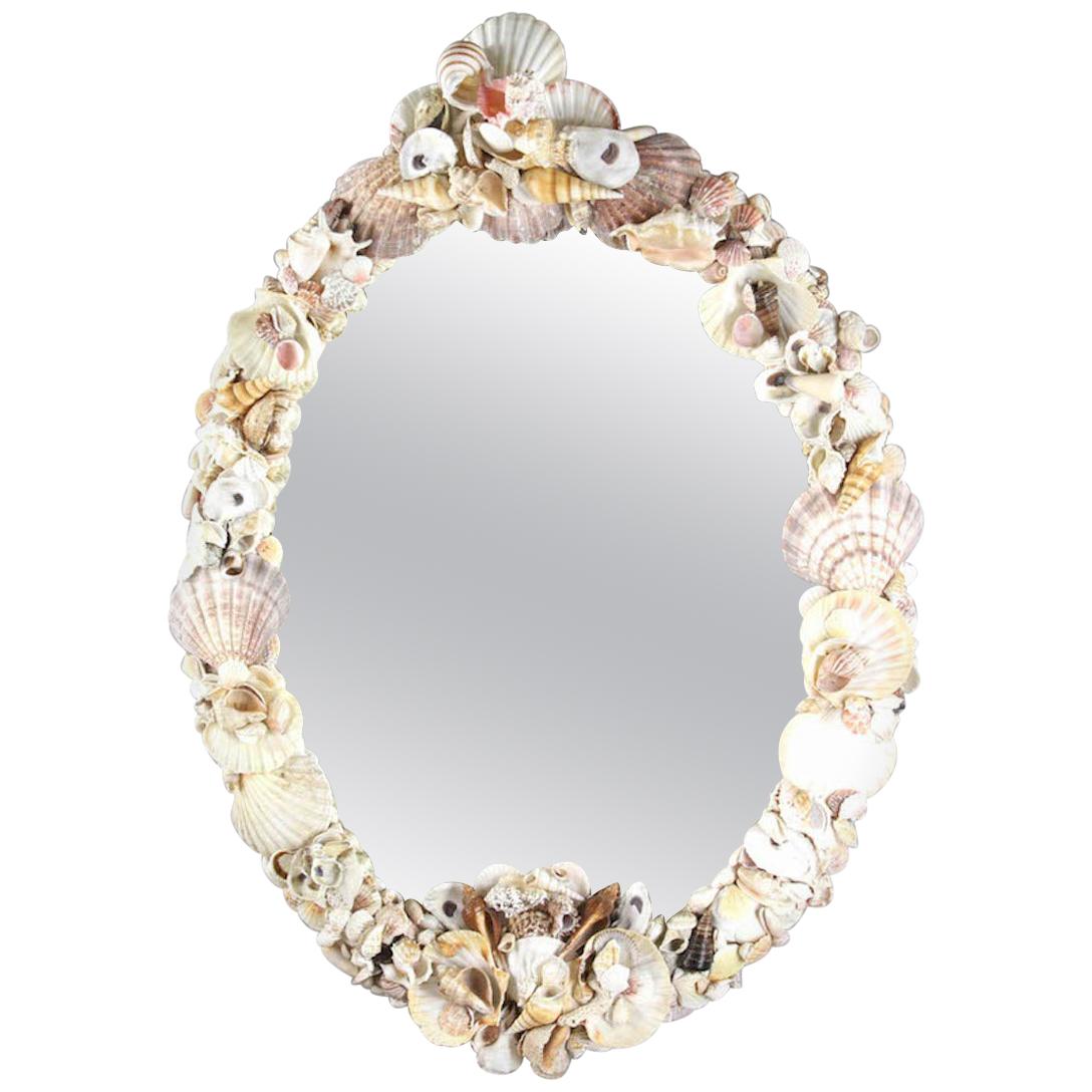 Vintage Shell Encrusted Mirror, 1950s