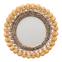 Vintage Shell Encrusted Round Wall Mirror