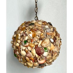 Vintage Shell Encrusted Sphere Hanging Light