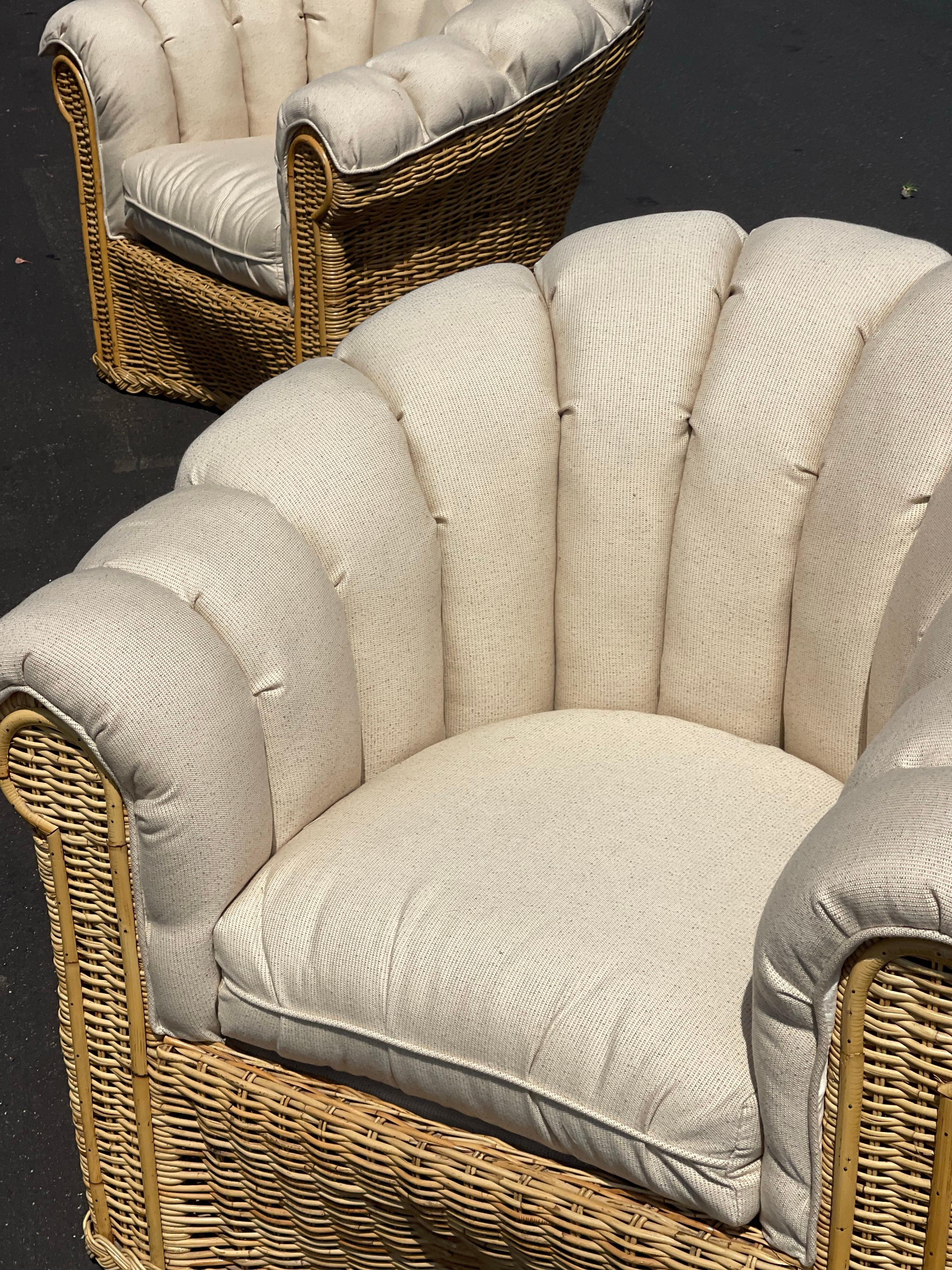 Vintage Shell Indoor/ Outdoor Wicker Chairs For Sale 2