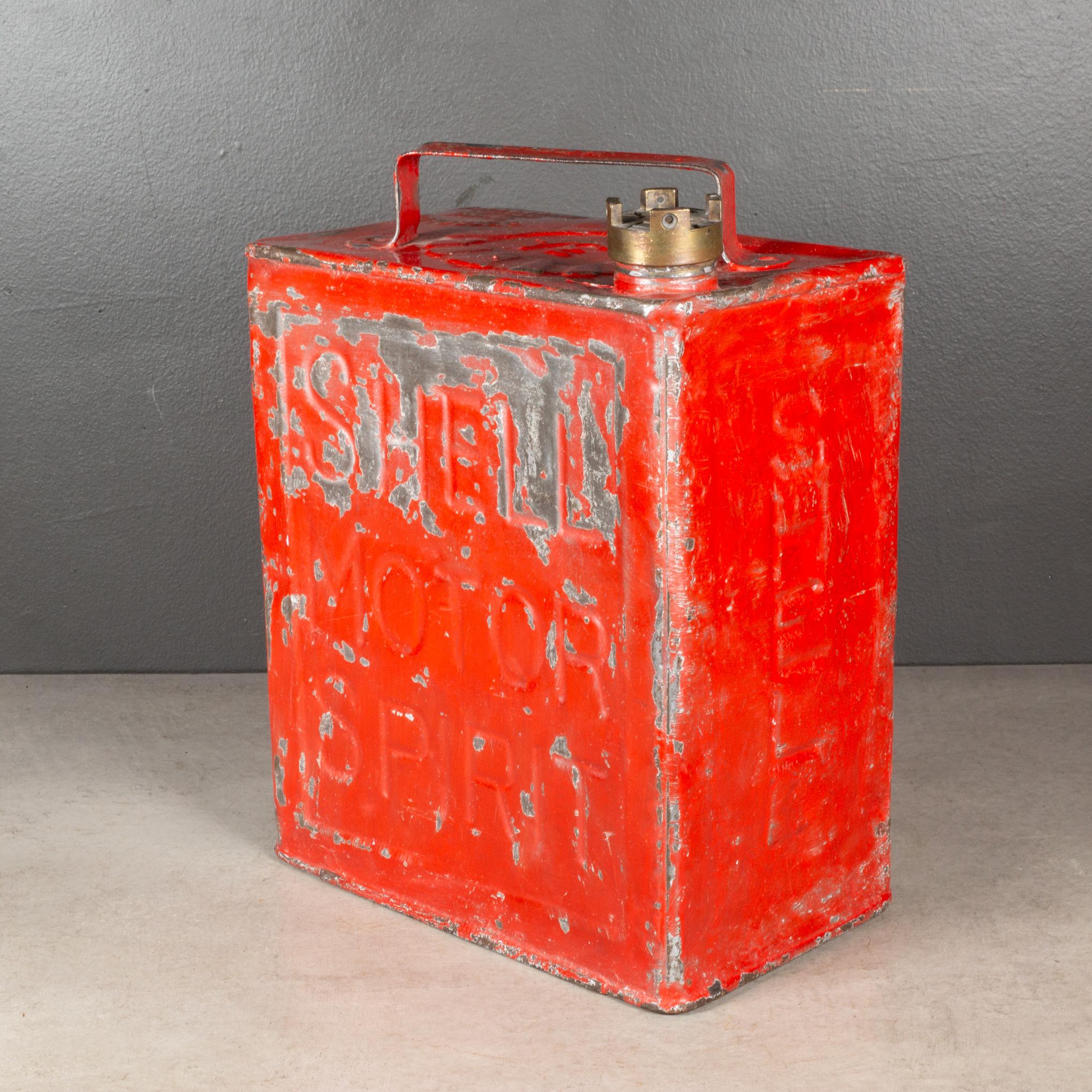 Industriale Can di benzina Shell Motor Spirit d'epoca con coperchio a vite in bronzo, 1940 ca. in vendita
