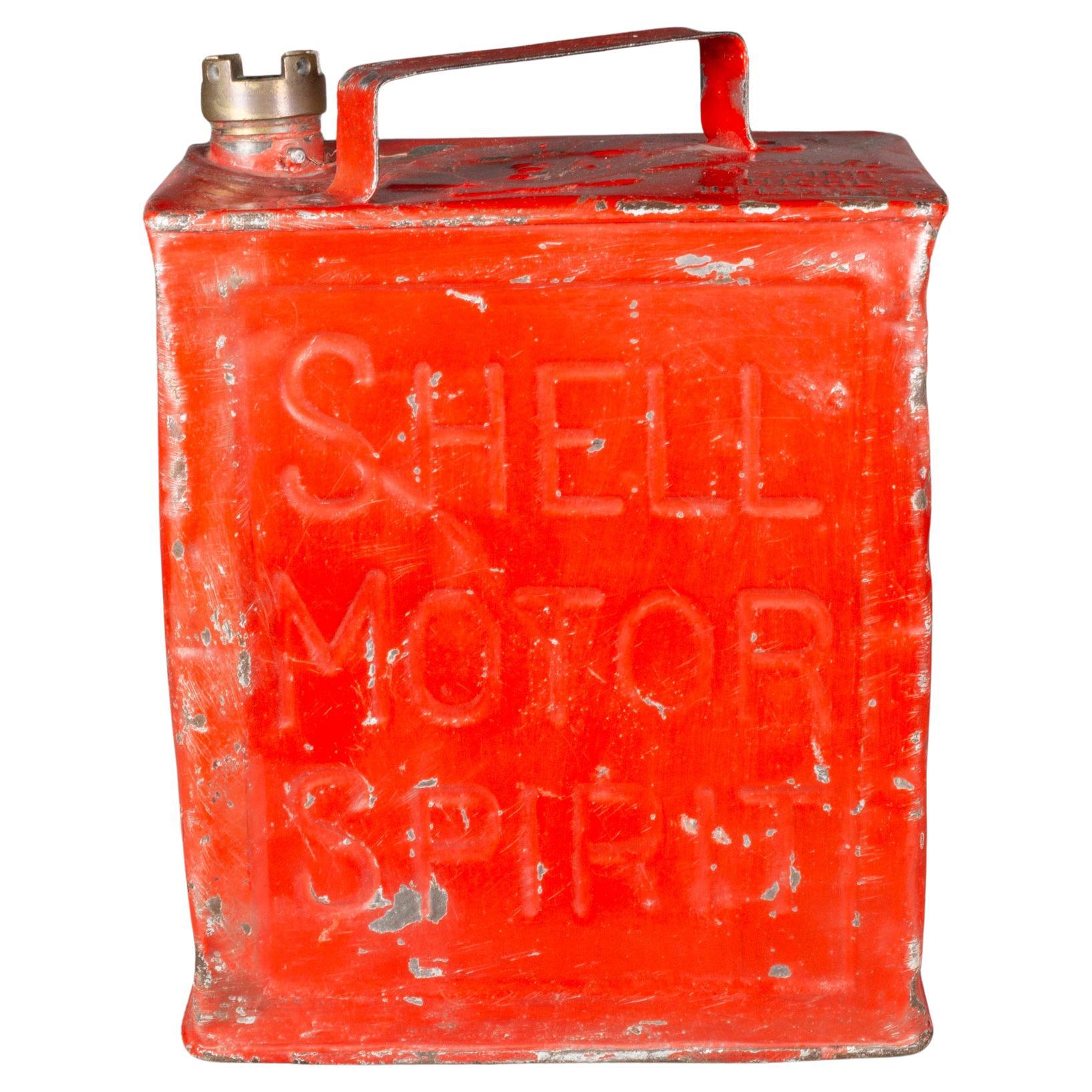Vintage Shell Motor Spirit Petrol Can with Bronze Screw Top Lid c.1940