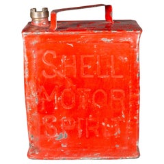 Vintage Shell Motor Spirit Petrol Can with Bronze Screw Top Lid c.1940