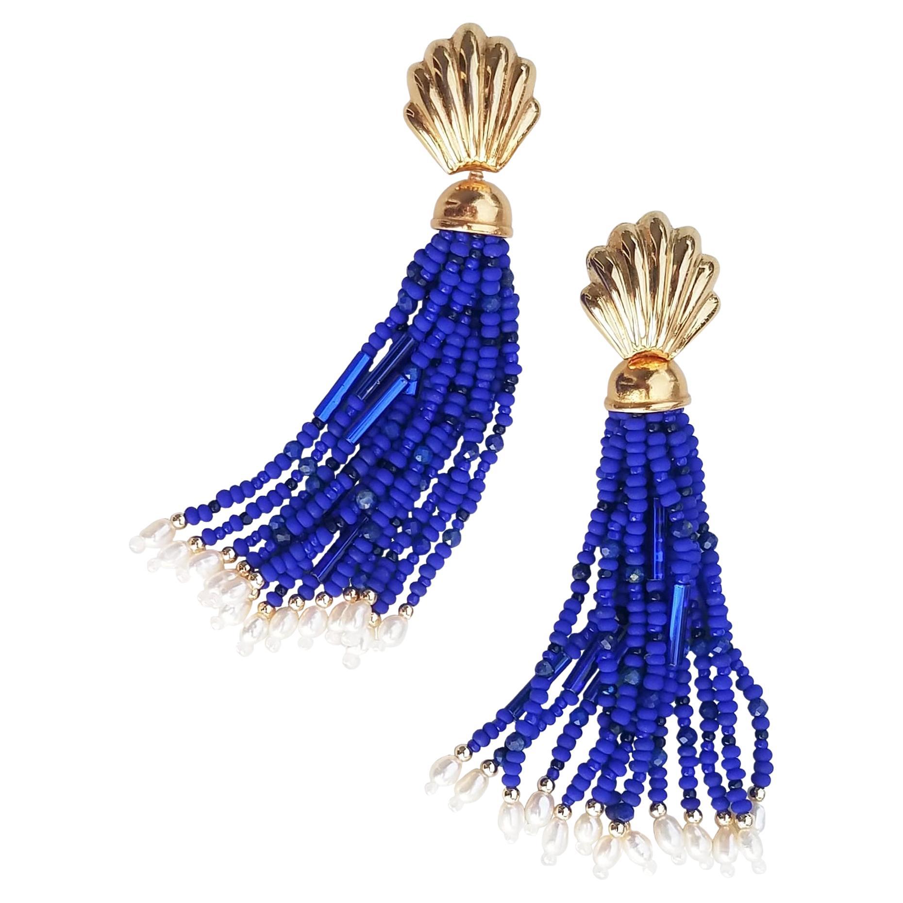 Orecchini a conchiglia d'epoca con lapis e perle in vendita