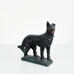 Vintage Shepherd Dog Figure: Charming & Rustic, circa 1980