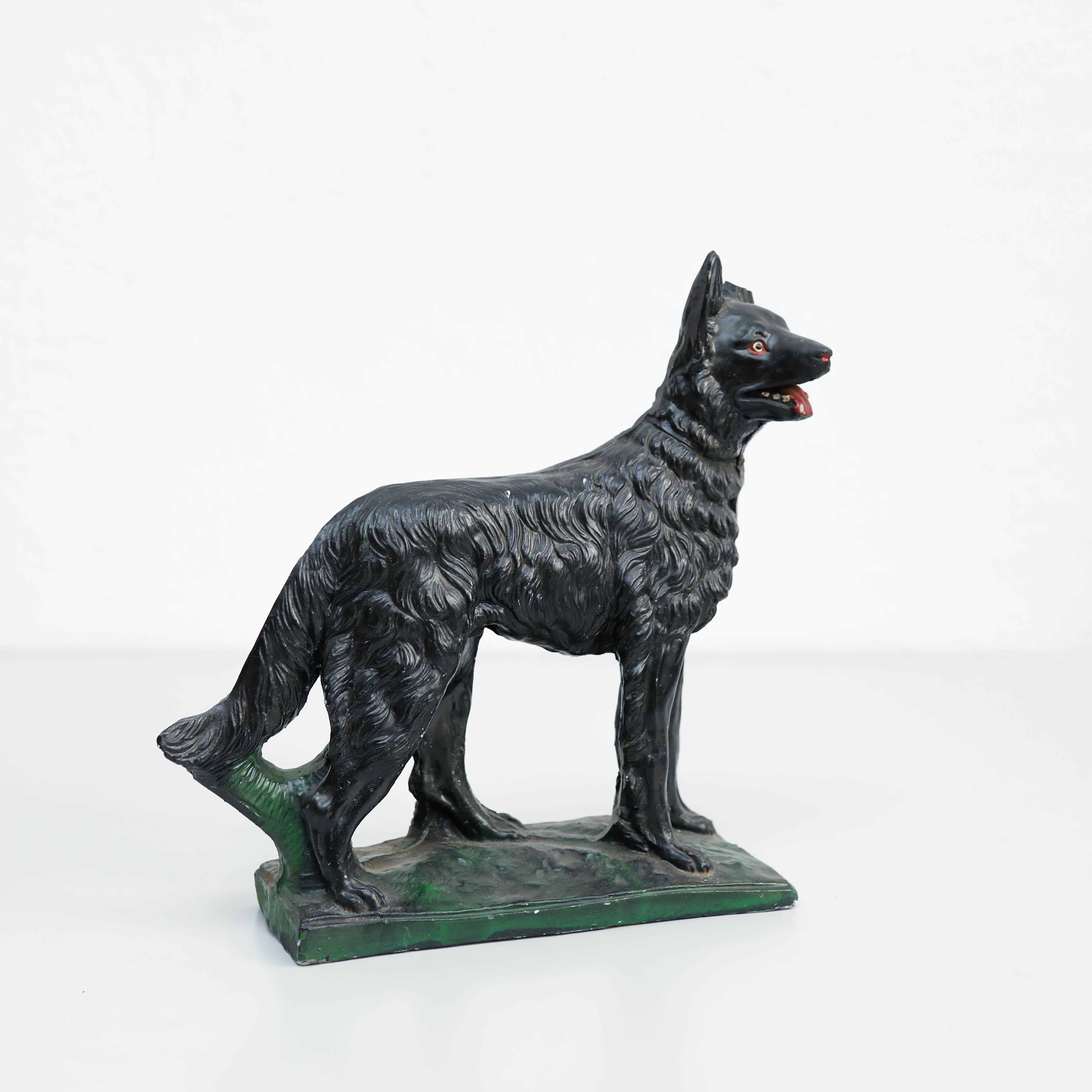 Late 20th Century Vintage Shepherd Dog Figure: Charming & Rustic, circa 1980 For Sale