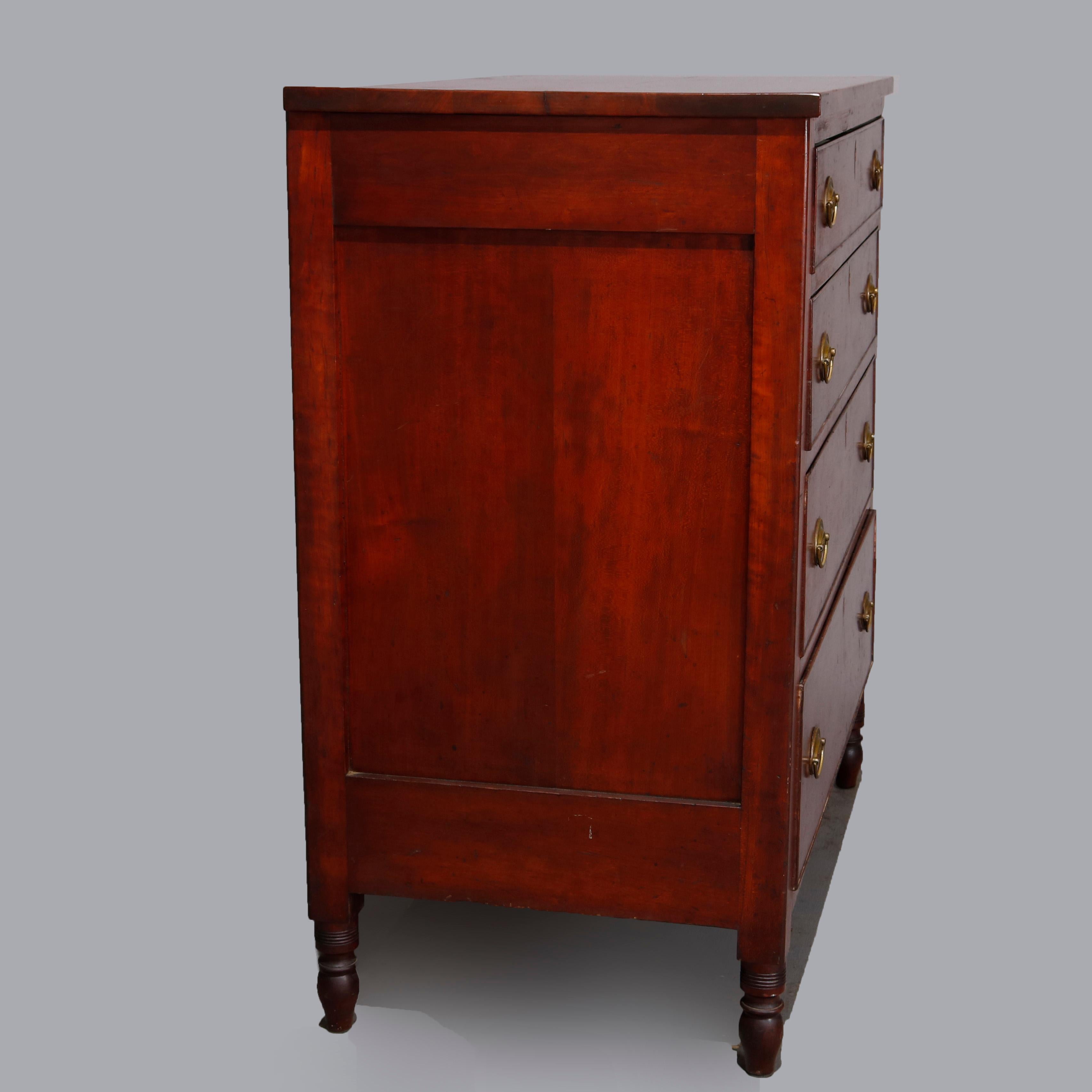 Vintage Sheraton Cherry Chest of Drawers with Original Finish and Pulls In Good Condition In Big Flats, NY