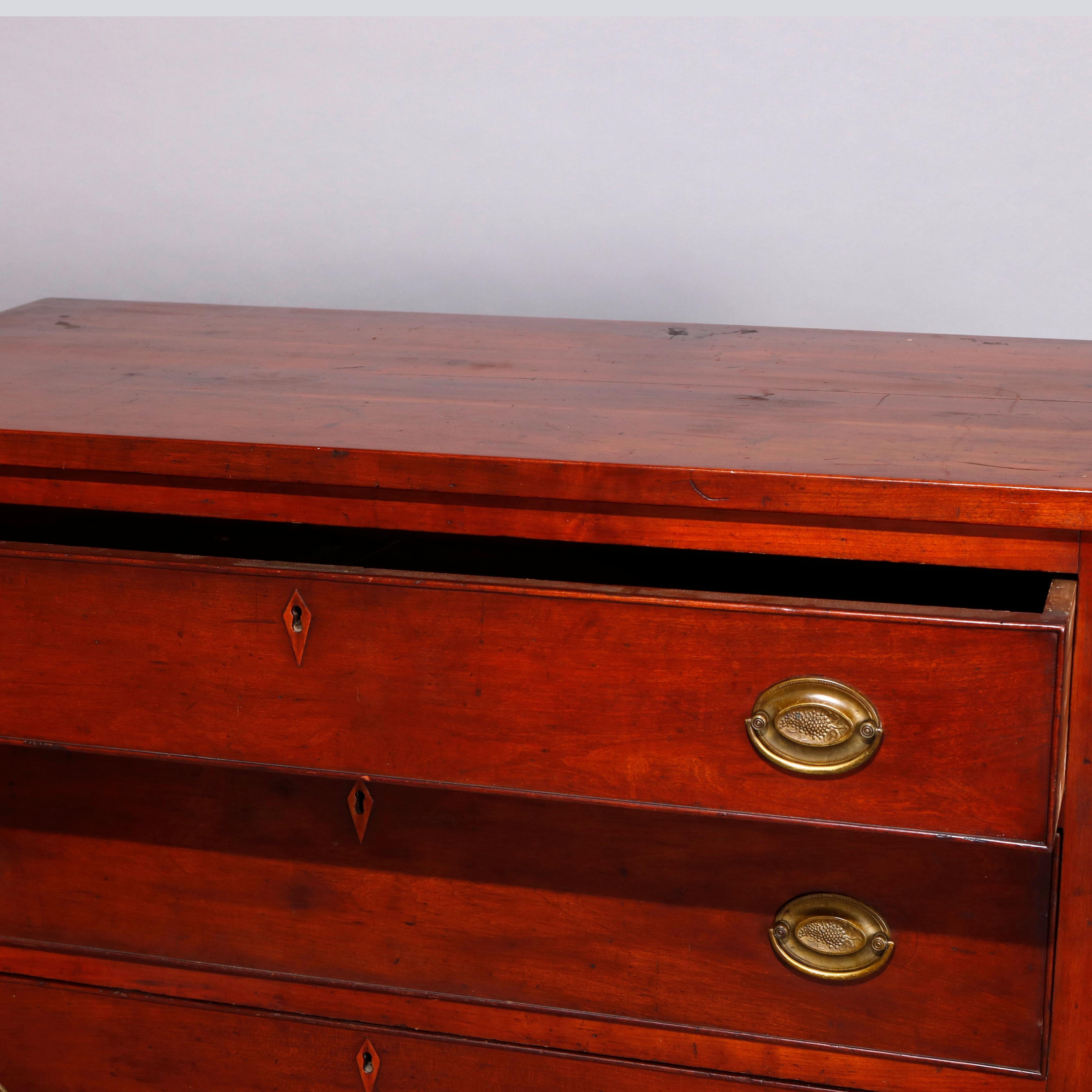 Metal Vintage Sheraton Cherry Chest of Drawers with Original Finish and Pulls