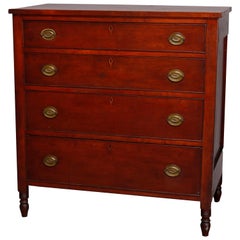 Vintage Sheraton Cherry Chest of Drawers with Original Finish and Pulls