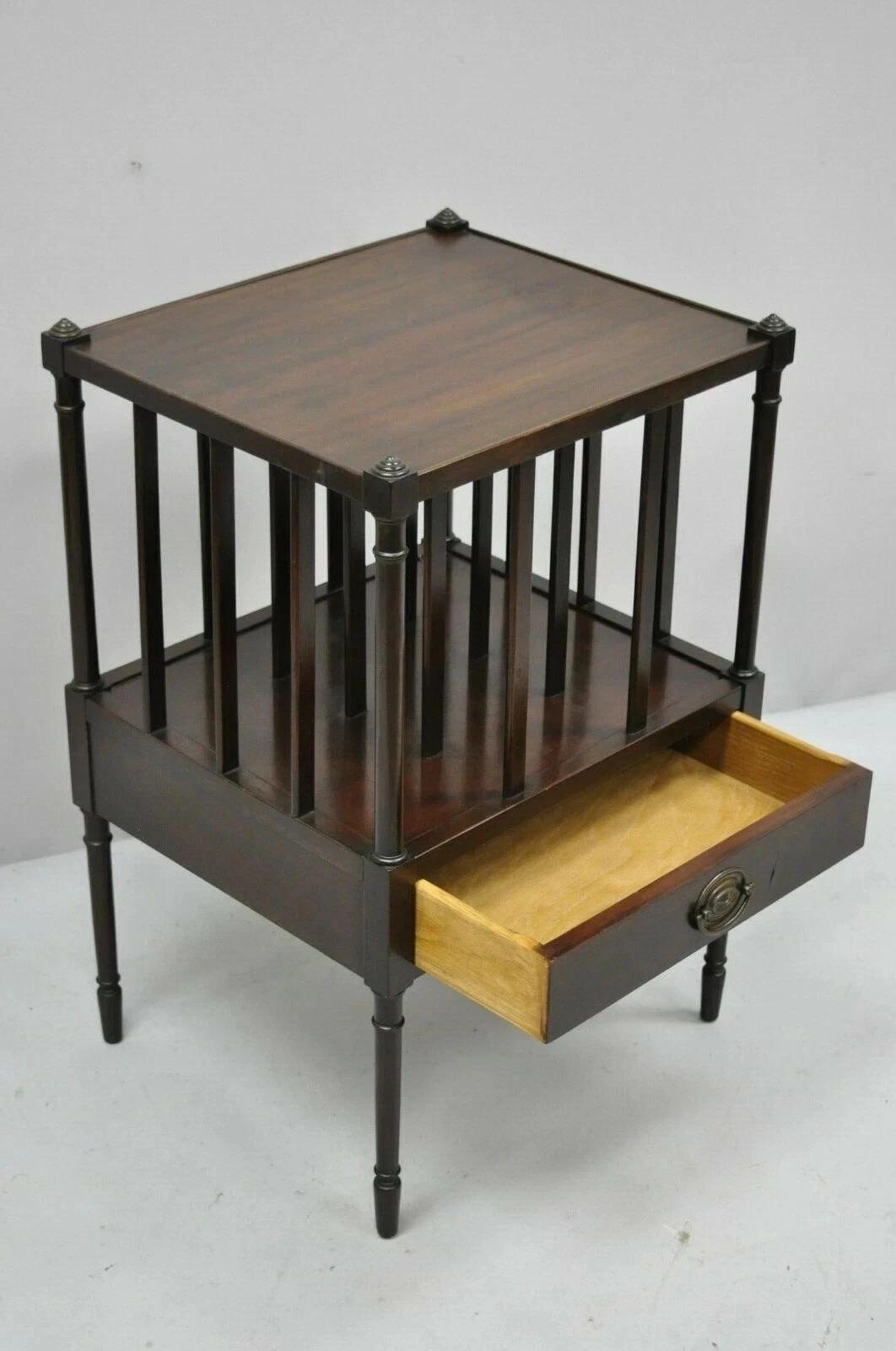 Vintage Sheraton Federal Mahogany Magazine Rack Book Stand Side End Table For Sale 3