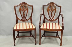 Vintage Sheraton Federal Mahogany Shield Back Dining Room Chairs - Set of 6