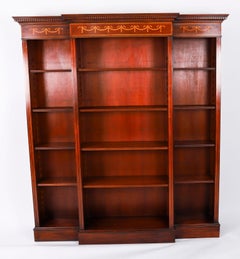 Vintage Sheraton Revival Breakfront Open Bookcase 20th Century
