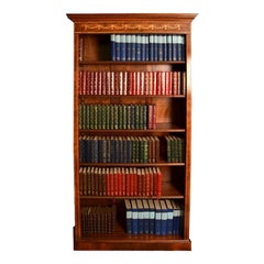 Vintage Sheraton Revival Burr Walnut Open Bookcase 20th Century