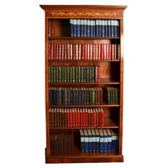 Libreria a giorno in radica di Sheraton Revival d'epoca del XX secolo