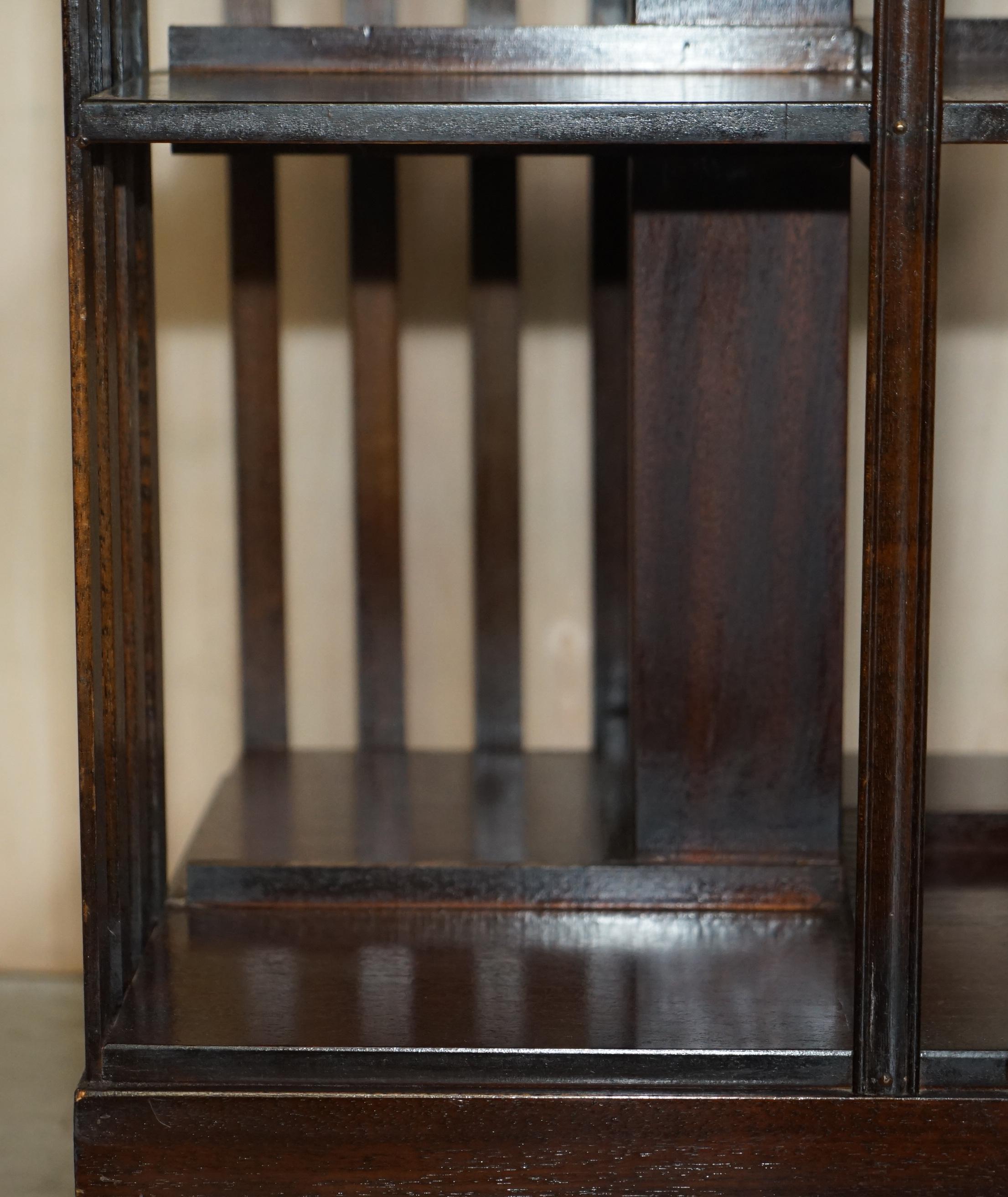 Vintage Sheraton Revival Hardwood & Satinwood Revolving Bookcase Side End Table For Sale 3