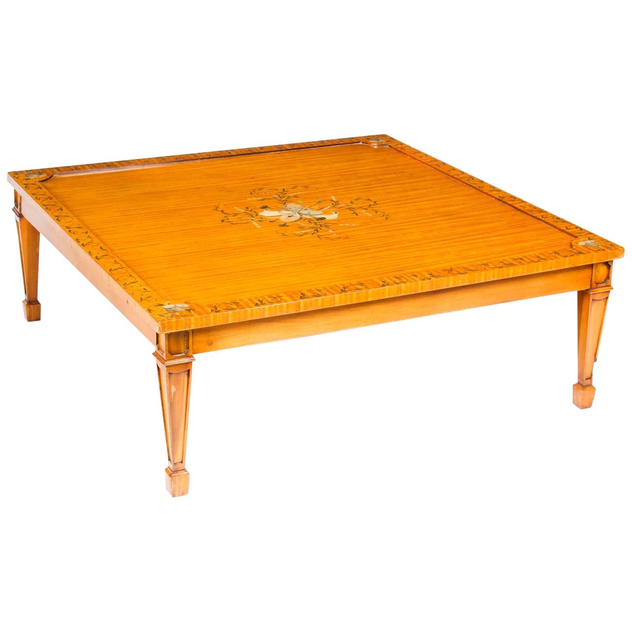 Vintage Sheraton Revival Painted Satinwood Coffee Table, 20th Century For Sale