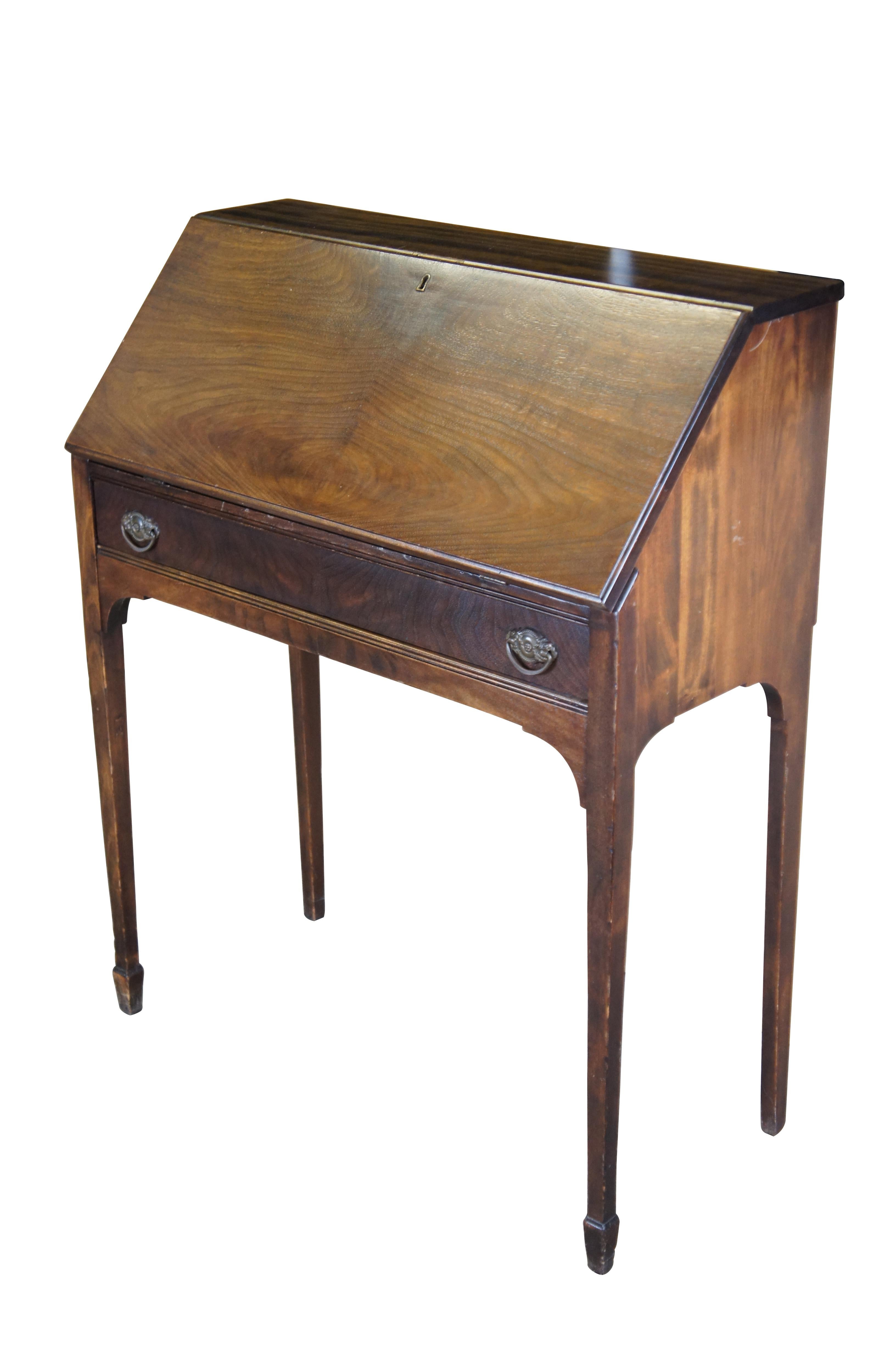 Vintage Sheraton Style Mahogany Drop Front Secretary Writing Desk For ...