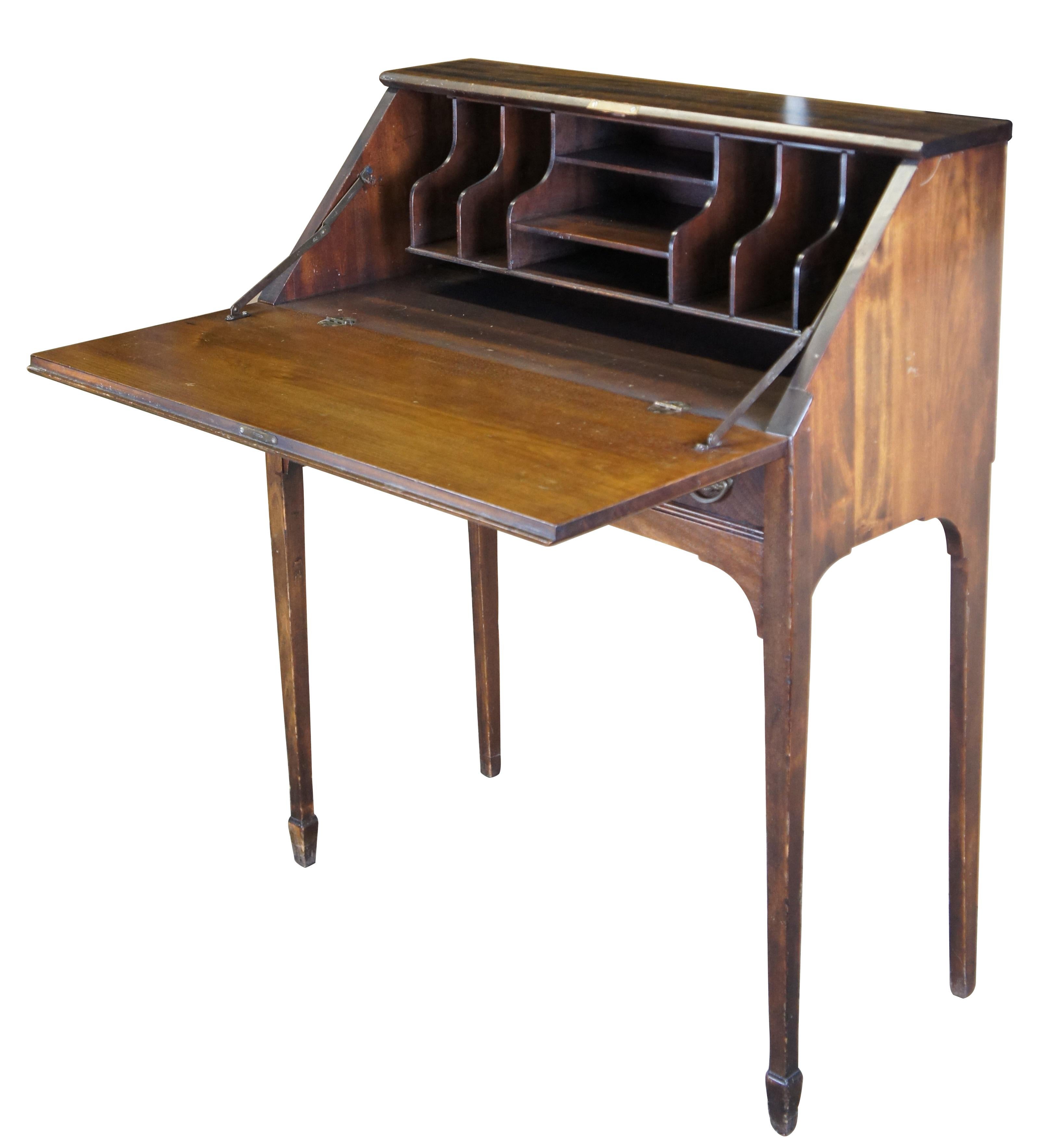 American Sheraton Style Mahogany Drop Front Secretary Writing Desk