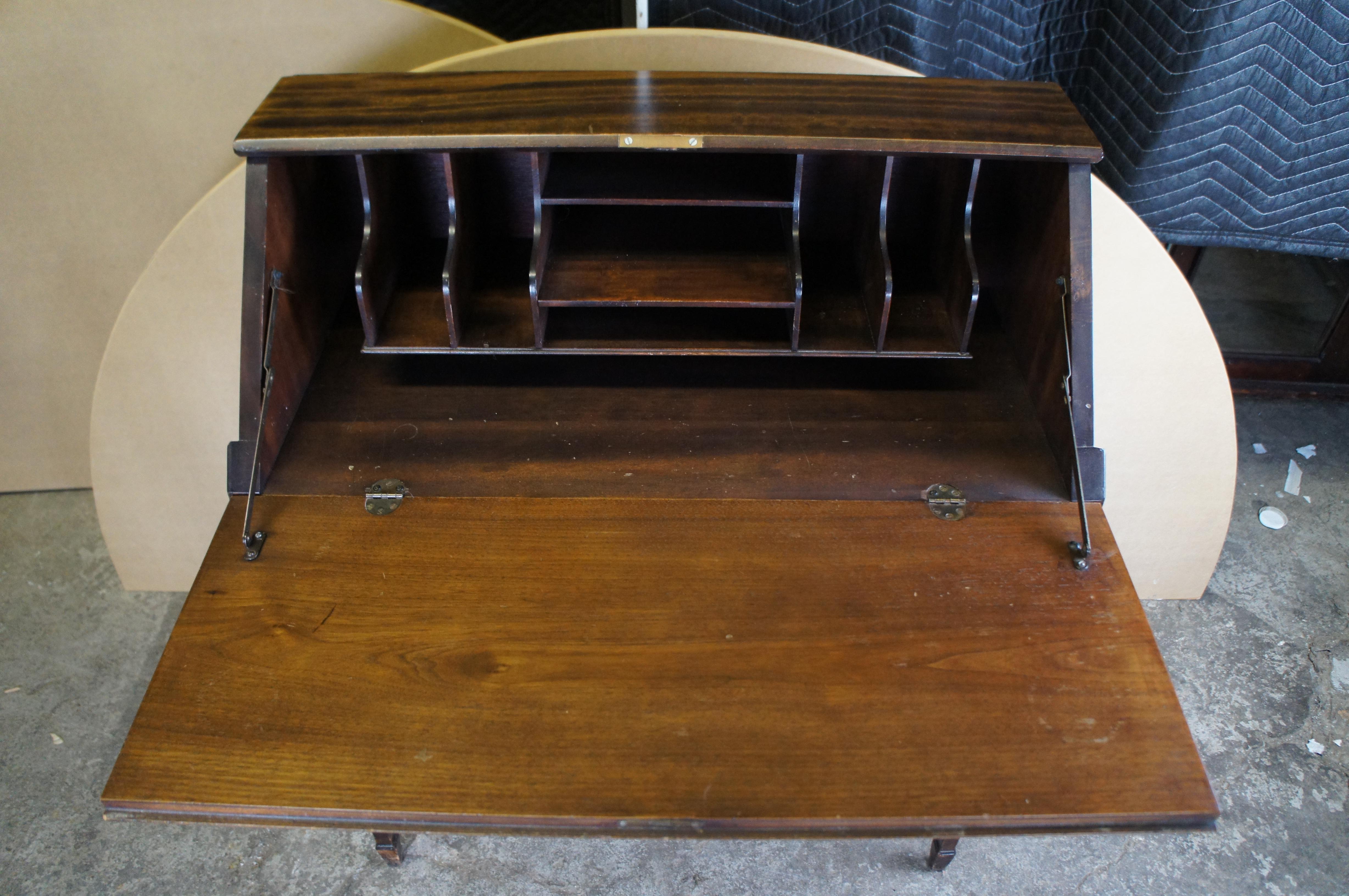 Mid-20th Century Sheraton Style Mahogany Drop Front Secretary Writing Desk