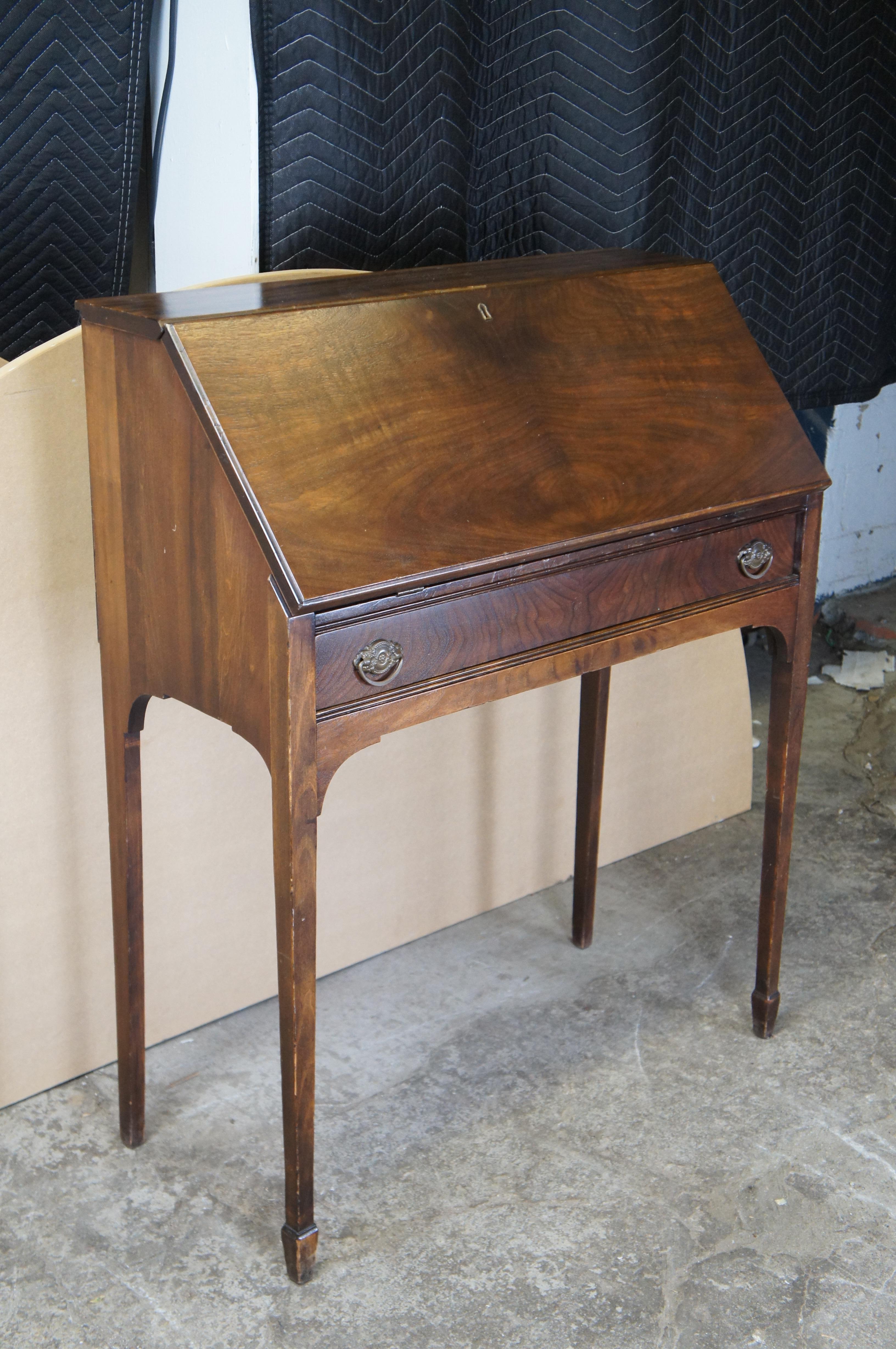 Sheraton Style Mahogany Drop Front Secretary Writing Desk 1
