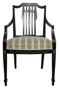 Early to Mid 20th Century Sheraton Style Painted Dining Chairs, Set of Four