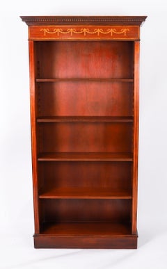 Vintage Sheraton Stil Nussbaum offenes Bücherregal 20. Jahrhundert