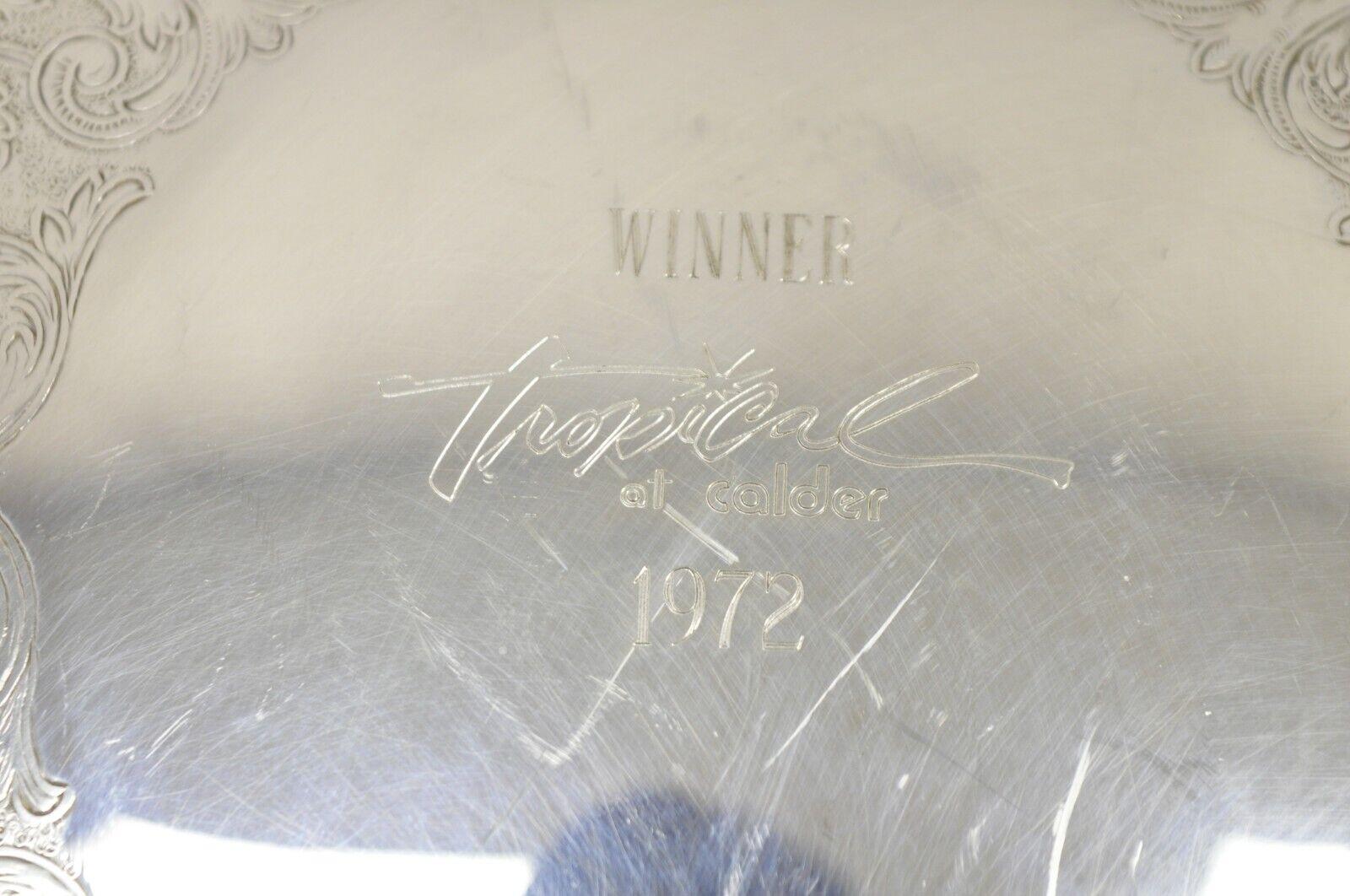 Vintage Sheridan 18” Round Award Platter Tray “Winner Tropical at Calder 1972” For Sale 1