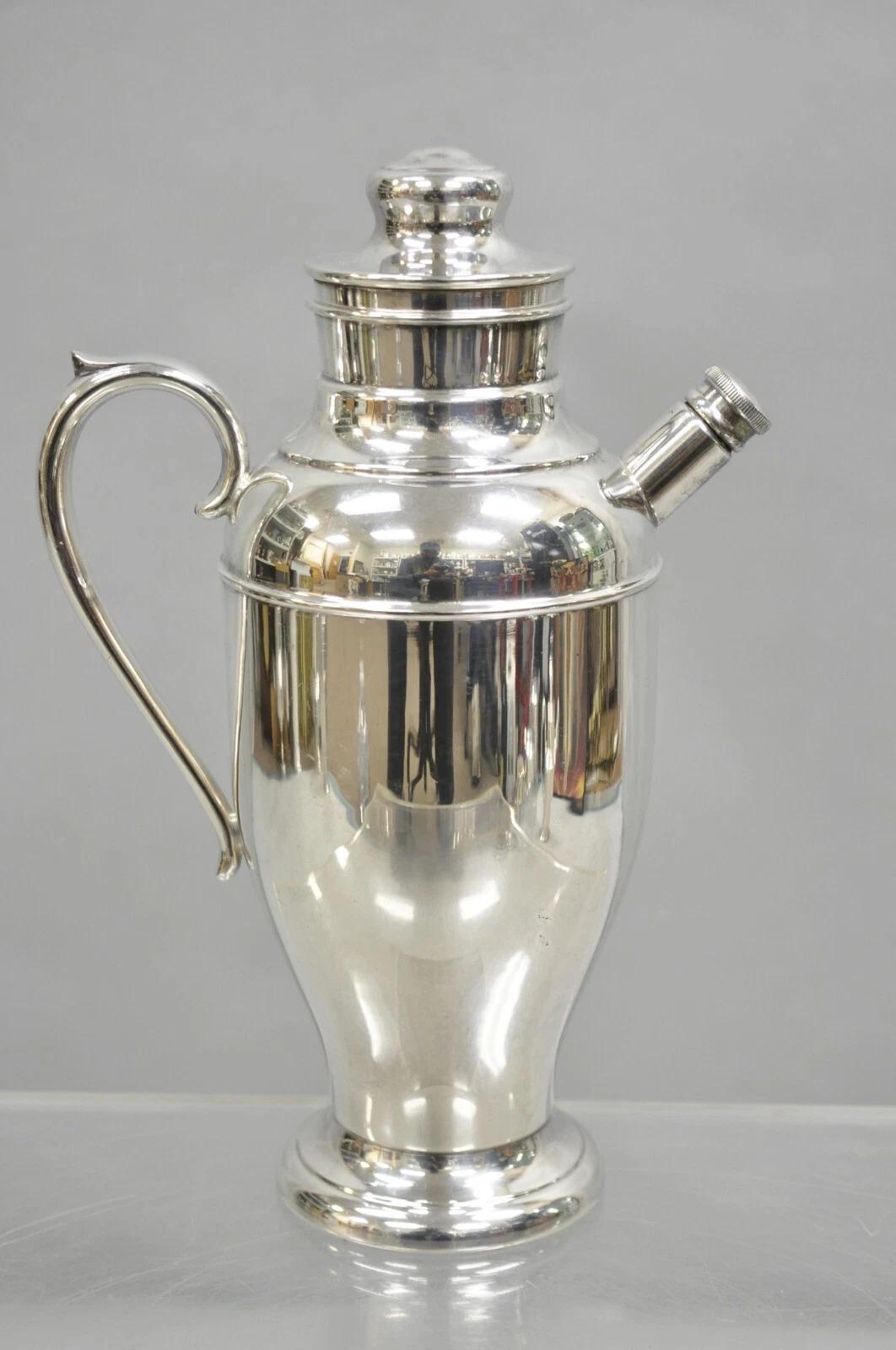 Vintage Sheridan Art Deco Silver Plated Martini Cocktail Shaker Pitcher For Sale 2