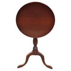 Vintage Sheridan Federal Style Mahogany Wood Tilt Top Accent Side Tea Table