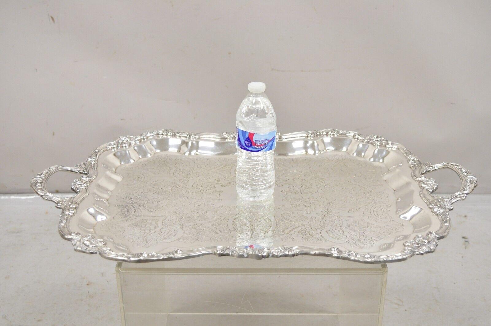 Vintage Sheridan Large Ornate Silver Plated Victorian Style Serving Platter Tray For Sale 5