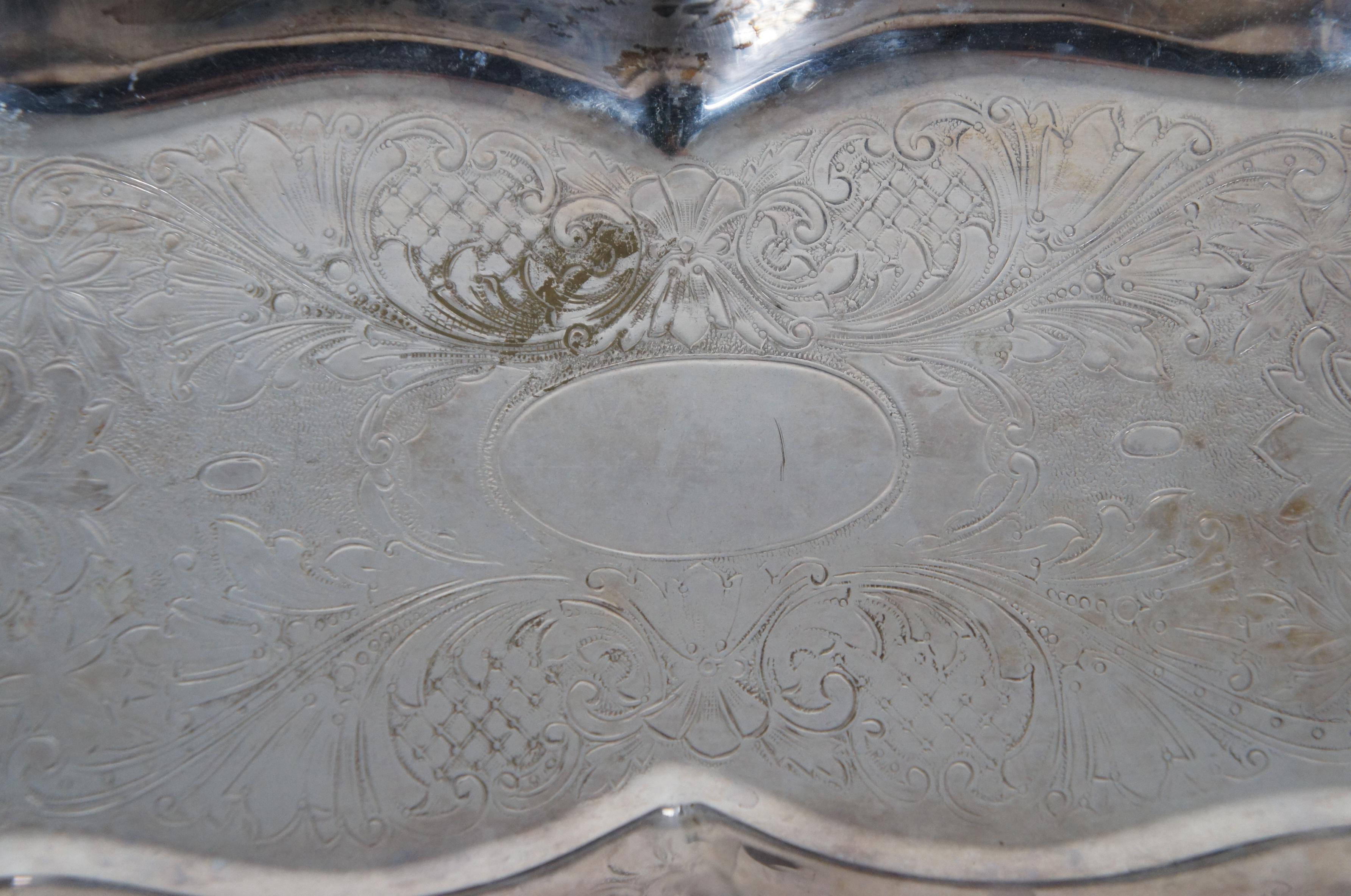 Vintage Sheridan Scalloped Silverplate Serving Tray & National Cake Server 14