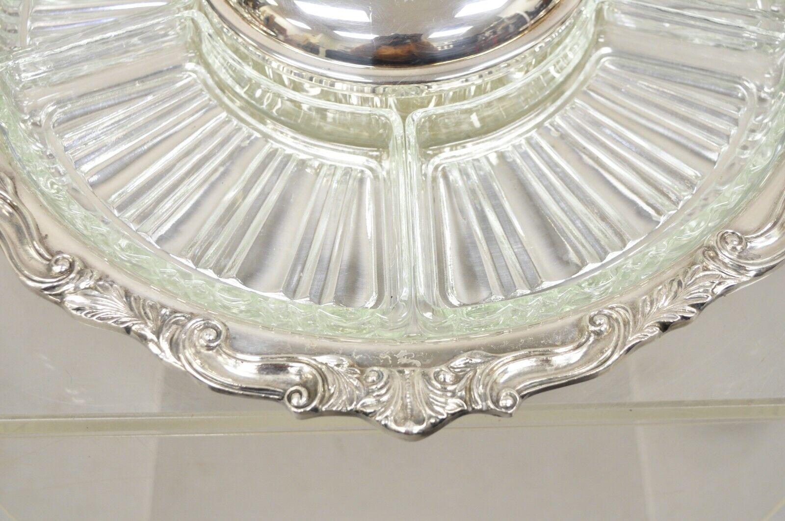 Vintage Sheridan Silver Plated Lazy Susan Revolving Serving Party Platter Tray For Sale 3