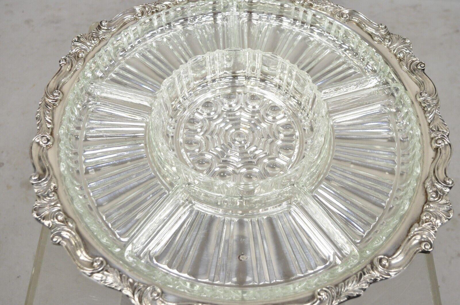 Vintage Sheridan Silver Plated Lazy Susan Revolving Serving Party Platter Tray For Sale 4