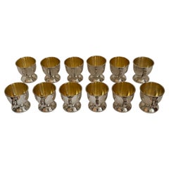 Juego de 12 tazas de racimo Sheridan vintage plateadas