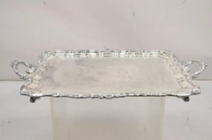 Vintage Sheridan Victorian Ornate Large Silver Plated Serving Platter Tray