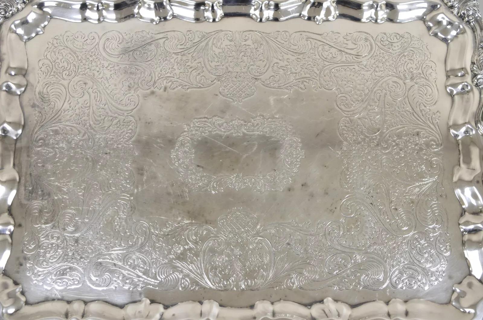 Vintage Sheridan Bandeja victoriana ornamentada de gran tamaño con baño de plata Desconocido en venta