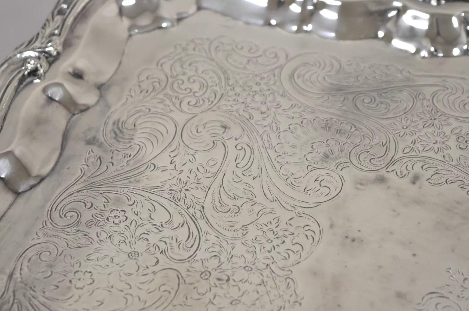 Vintage Sheridan Bandeja victoriana ornamentada de gran tamaño con baño de plata Chapado en plata en venta