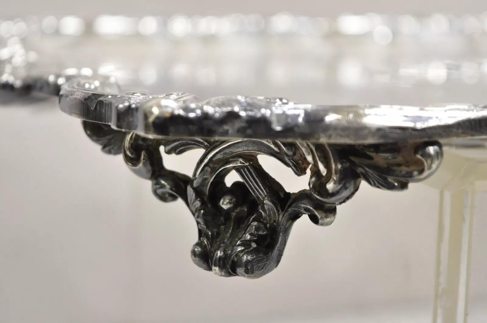Vintage Sheridan Bandeja victoriana ornamentada de gran tamaño con baño de plata en venta 2
