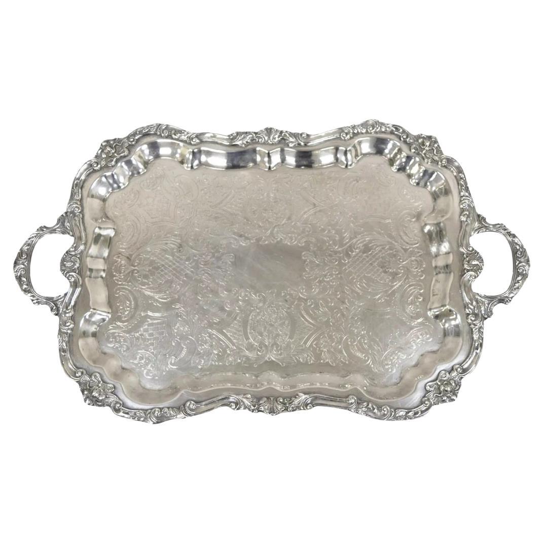 Bandeja de servir victoriana festoneada con baño de plata Vintage Sheridan
