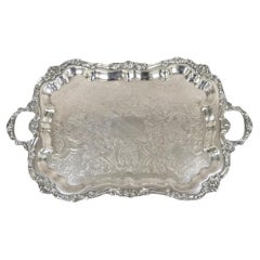 Bandeja de servir victoriana festoneada con baño de plata Vintage Sheridan