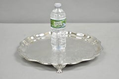 Vintage Sheridan Victorian Silver Plated Footed Round Serving Platter Bar Tray